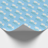 Handgezeichnete, weiße Gänse auf weichem Mittelbla Geschenkpapier (Ecke)