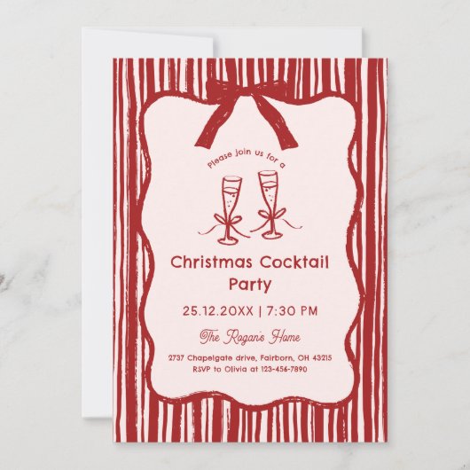 Handgezeichnete weiße Rahmen Weihnachten Einladung (Vorderseite)