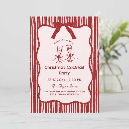 Handgezeichnete weiße Rahmen Weihnachten Einladung (Stehend Vorderseite)