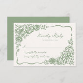 Handgezeichnete Weißweiden-Grüne Hochzeit RSVP Karte (Vorne/Hinten)