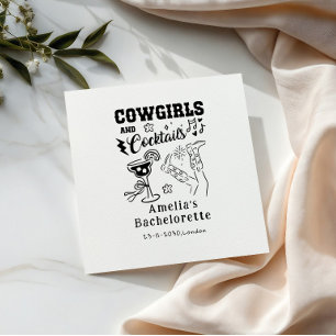 Handgezeichnete Western-Cocktails-Hochzeit im Cowg Serviette
