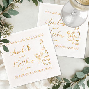 Handgezeichnete whimische Hochzeit Servietten Mit Folie