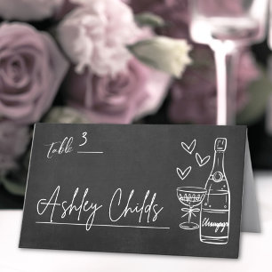 Handgezeichnete whimische Kreidetafel-Hochzeit Platzkarte