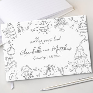 Handgezeichnete whimsiatische Hochzeit Gästebuch