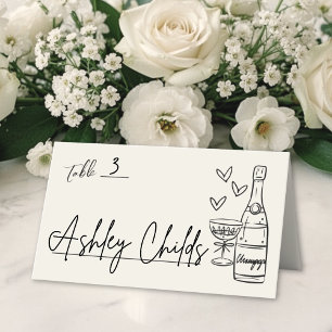 Handgezeichnete whimsiatische Hochzeit Platzkarte