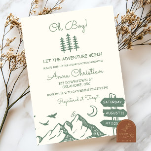 Handgezeichnete whimsical Abenteuer-Baby-Party Einladung