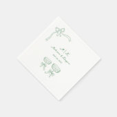 Handgezeichnete Whimsical Doodle Grüne Hochzeit Serviette (Ecke)