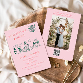 Handgezeichnete Whimsical Einzigartiges Quirky Wed Einladung