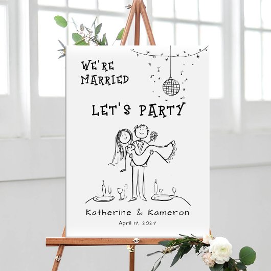 Handgezeichnete whimsical Elopement Begrüßung Poster
