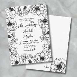 Handgezeichnete Whimsical Floral Wedding Einladung