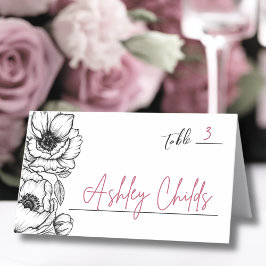 Handgezeichnete Whimsical Floral Wedding Platzkarte