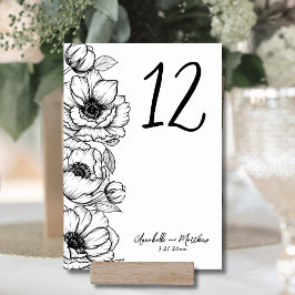 Handgezeichnete Whimsical Floral Wedding Tischnummer