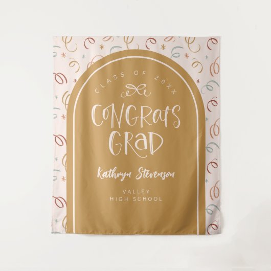 Handgezeichnete Whimsical-Glückwunsch Grad Party H Wandteppich (Vorderseite)