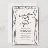 Handgezeichnete Whimsical Graduation Party Einladung (Vorderseite)