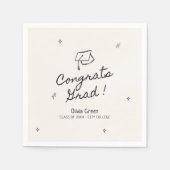 Handgezeichnete Whimsical Graduation Party Serviette (Vorderseite)
