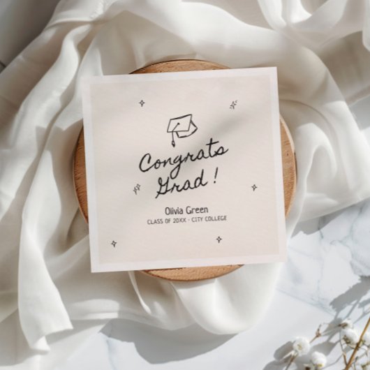 Handgezeichnete Whimsical Graduation Party Serviette