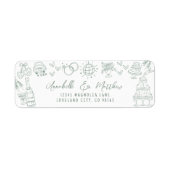 Handgezeichnete Whimsical Green Wedding Rücksendea (Vorne)