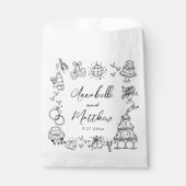 Handgezeichnete Whimsical-Hochzeit Geschenktütchen (Vorderseite)