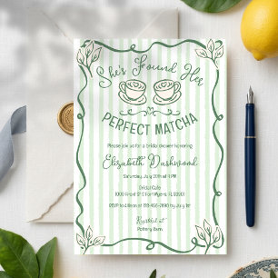Handgezeichnete whimsical perfekte Matcha-Brautpar Einladung