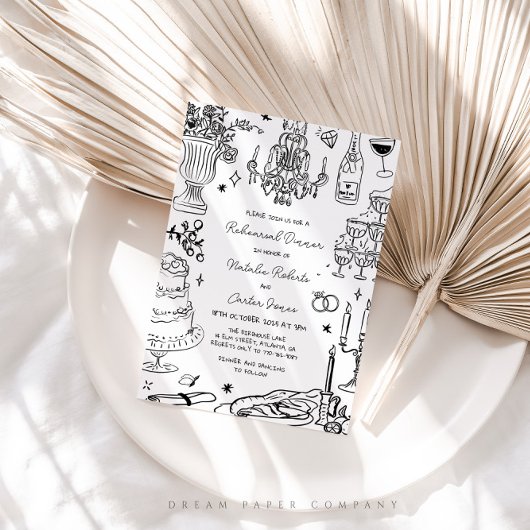 Handgezeichnete Whimsical Probe Dinner Einladung