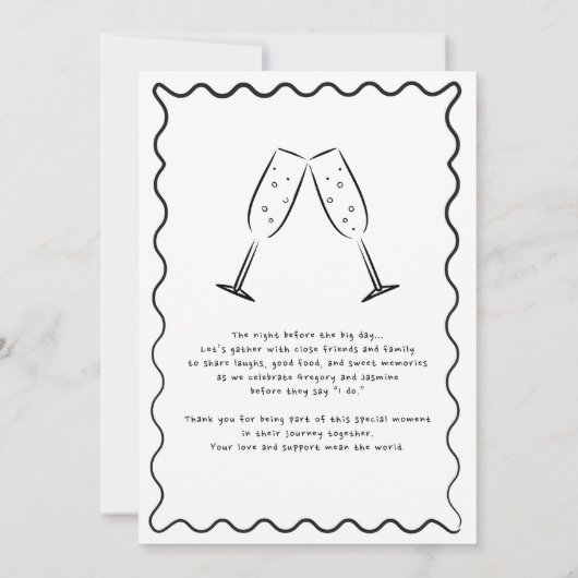 Handgezeichnete Whimsical Probe Dinner Einladung (Rückseite)