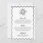 Handgezeichnete Whimsical Quirky handgeschriebene Einladung (Rückseite)