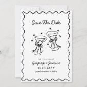 Handgezeichnete Whimsical Quirky handgeschriebene Save The Date (Vorderseite)