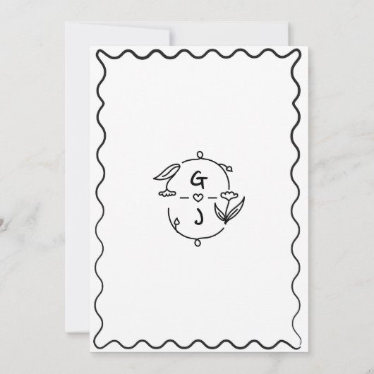 Handgezeichnete Whimsical Quirky handgeschriebene Save The Date (Rückseite)