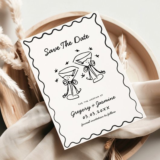 Handgezeichnete Whimsical Quirky handgeschriebene Save The Date