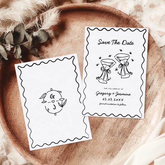 Handgezeichnete Whimsical Quirky handgeschriebene Save The Date
