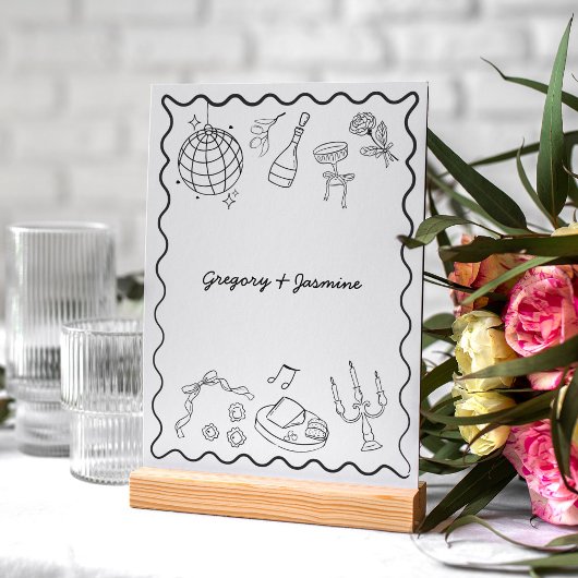 Handgezeichnete Whimsical Quirky handgeschriebene  Tischnummer