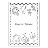 Handgezeichnete Whimsical Quirky handgeschriebene  Tischnummer (Rückseite)