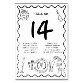 Handgezeichnete Whimsical Quirky handgeschriebene  Tischnummer (Vorderseite)