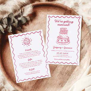 Handgezeichnete Whimsical Red Wedding Einladung