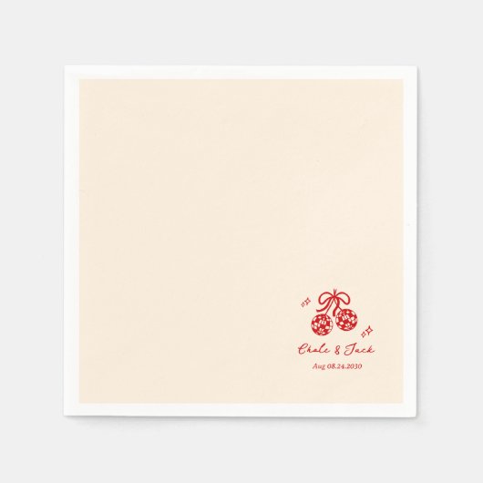 Handgezeichnete whimsical Retro-Disco-Hochzeit Doo Serviette (Vorderseite)