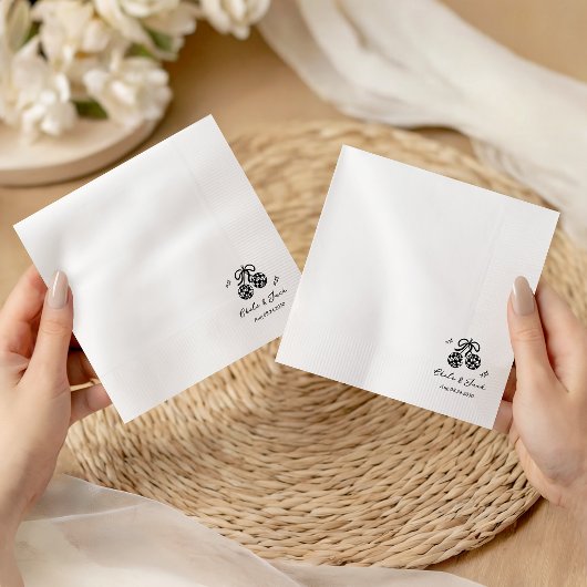 Handgezeichnete whimsical Retro-Disco-Hochzeit Doo Serviette