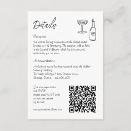 Handgezeichnete whimsical Retro QR Code Hochzeitsi Begleitkarte