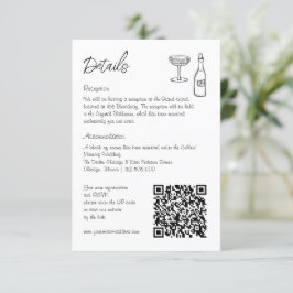 Handgezeichnete whimsical Retro QR Code Hochzeitsi Begleitkarte
