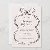 Handgezeichnete Whimsical Ribbon Border Baby Dusch Einladung (Vorderseite)