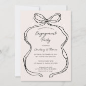 Handgezeichnete Whimsical Ribbon-Verlobungspartei Einladung (Vorderseite)