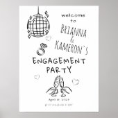 Handgezeichnete whimsical Verlobung Willkommen Poster (Vorne)
