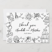 Handgezeichnete whimsical Wedding Dankeskarte (Vorderseite)