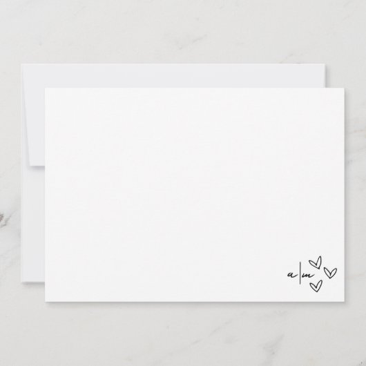 Handgezeichnete whimsical Wedding Dankeskarte (Rückseite)