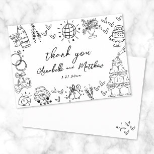 Handgezeichnete whimsical Wedding Dankeskarte