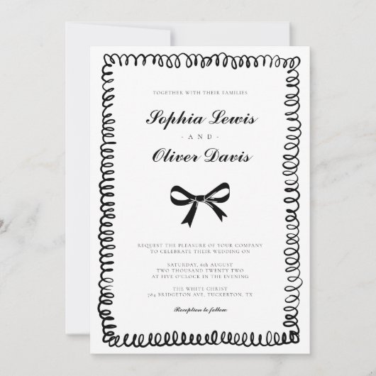 Handgezeichnete whimsical Wedding Einladung (Vorderseite)