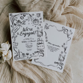 Handgezeichnete Whimsical Wedding-Party Einladung