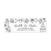 Handgezeichnete Whimsical Wedding Rücksendeadresse (Vorne)