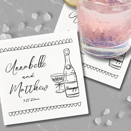 Handgezeichnete whimsical Wedding Serviette