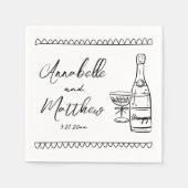 Handgezeichnete whimsical Wedding Serviette (Vorderseite)