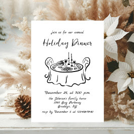 Handgezeichnete Whimsical Weihnachtsfeiertag Dinne Einladung